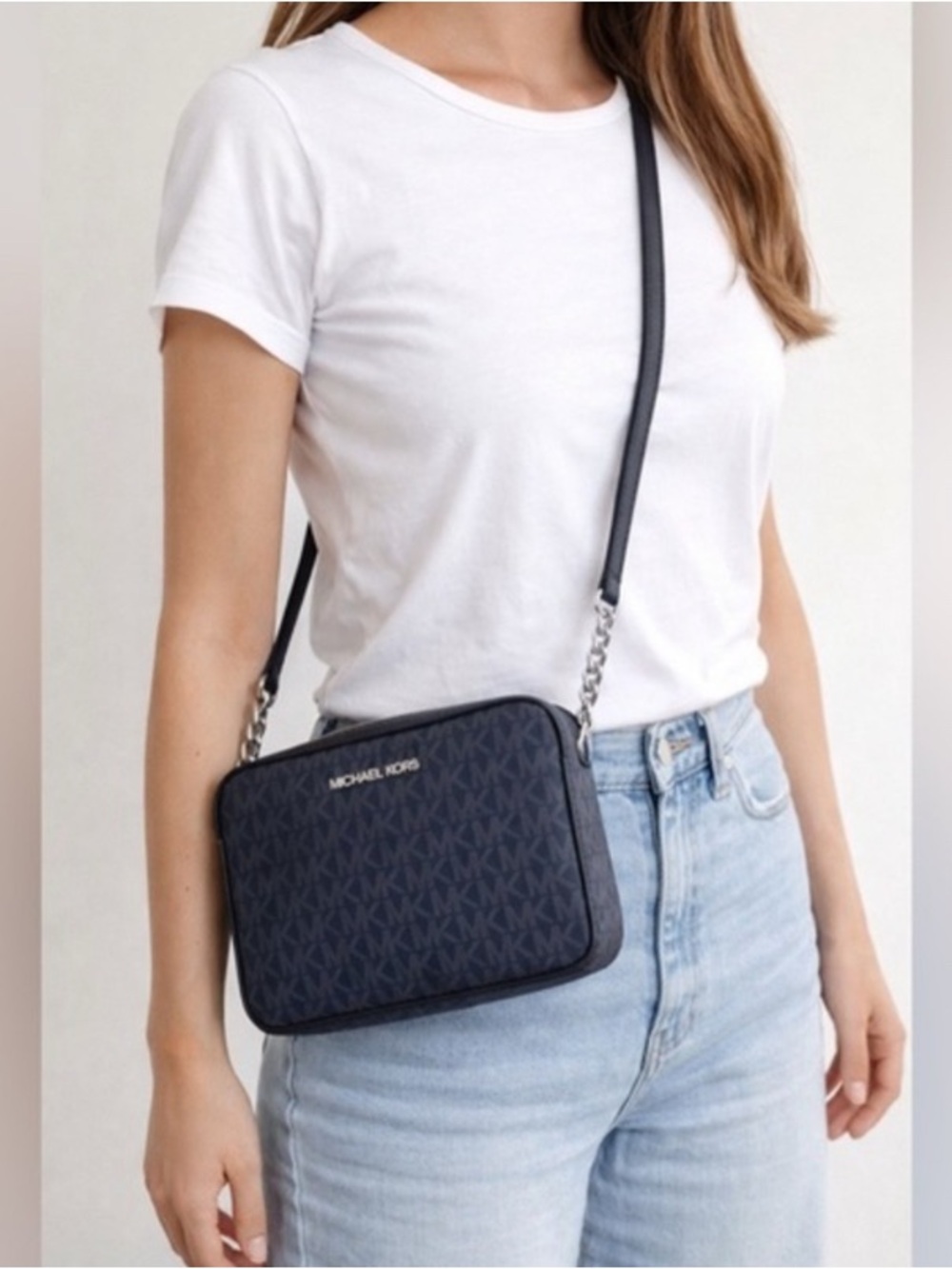 Michael Kors Black Saffiano Leather Jet Set East West Crossbody Bag- EUC